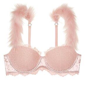 New! Victoria's Secret Pink Fur Strap Bra Size 34B 51128